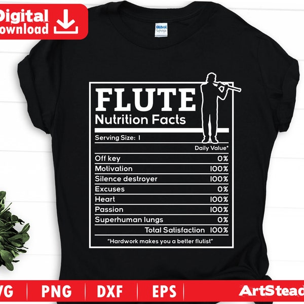 Flute svg files - funny nutritional facts graphic art artsy artwork Musical instrument instant digital downloads music svg