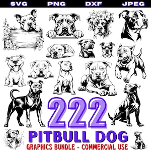 Pitbull Dog SVG-bundel | DXF-snijbestanden | Pitbull-silhouetontwerpen | Digitale bestanden voor Cricut | Commercieel gebruik inbegrepen