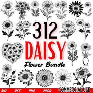 Daisy Flower SVG Bundle | Daisy Clipart | Floral Cut Files | Daisy Silhouette | Flower SVG for Cricut | Daisy Vector Art | Instant Download