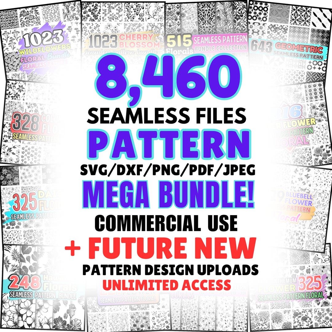 Seamless Pattern Svg Dxf Png Pdf Jpeg MEGA Bundle Instant Digital ...