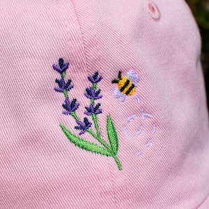 Embroidered Lavender & Bee Dad Hat: Botanical Baseball Cap