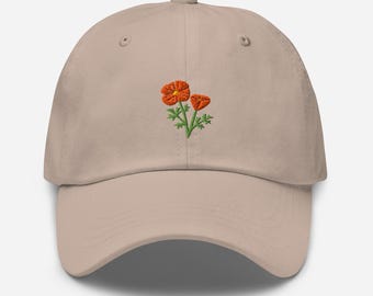 Geborduurde Golden Poppy Dad Hat - baseballcap California State Flower