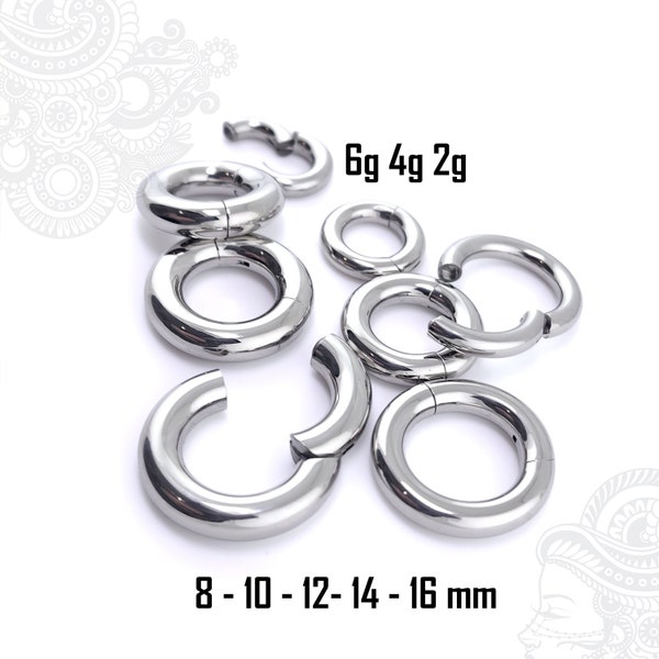 6g 4g 2g High quality seamless thick hinged stainless steel clicker | gauge 4 5 6 mm 5/32" 3/16" 1/4” x diameter 8 10 12 14 16 mm