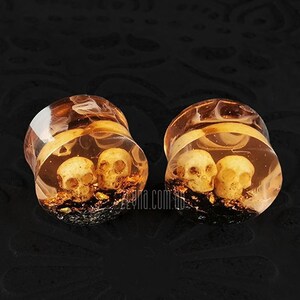 25 mm 1 "Paar Harz Double Flare Schädel-Plugs | Lehren | Dehner Flesh Tunneln
