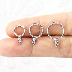 16g x 6mm, 8mm or 10mm Tiny hinged surgical steel segment clicker ring -  seamless daith tragus helix rook septum 16ga 1.2mm