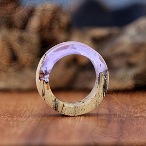 18mm or 25mm Pair Purple Epoxy and Wood hand carved Double flared flesh tunnels. 11/16 1 " plugs