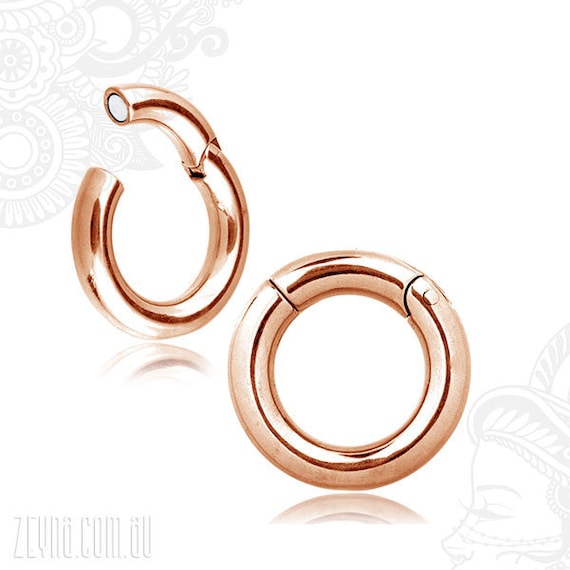 Pair of Rose Gold Surgical Steel Thick Rounded Hoop Hinged Earrings Pair of Rose Gold Surgical Steel Thick Rounded Hoop Hinged Earrings