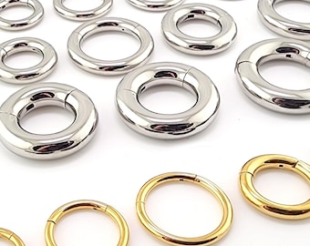 1 pz Titanio 4g 6g 8g 10g 12g argento o oro clicker spesso / calibro grande 6 5 4 3 2,5 2 mm x diametri 8 10 12 / 3/16" 5/32" 1/8"