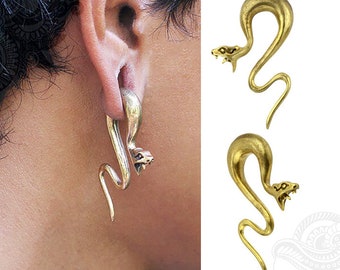 PAIR 4mm (6g) 6mm (2g) or 8mm (0g) Brass snake spiral taper ear weight earrings | 5/32" , 1/4” , 5/16” Unique round