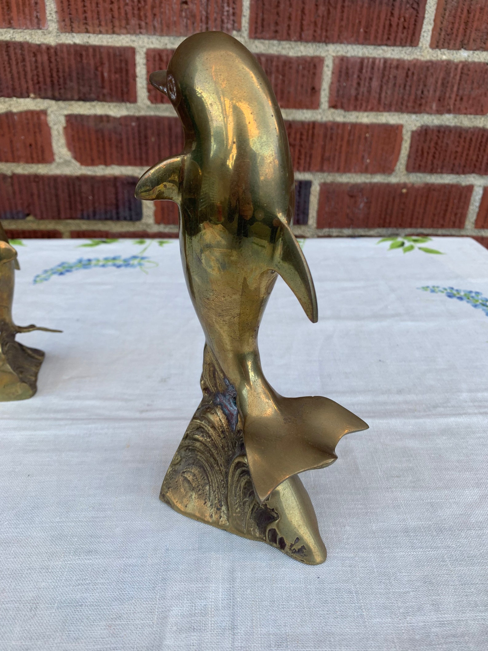 Vintage Brass Dolphins // Brass Dolphin Figurines // Figurine Etsy