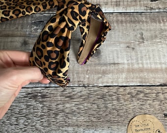 Luxury wide brown leopard print knot headband head band By the little bumblebee