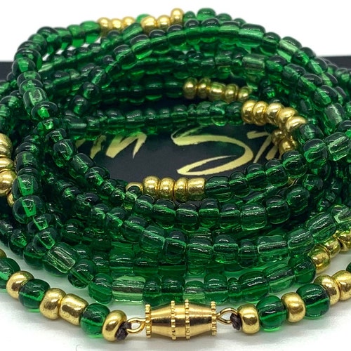 Thoughts of a Goddess Waist Beads Pale Mint Green and Gold Etsy