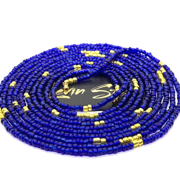 Royal Blue Waist Beads - African Waist Beads - Ghana Waist Beads - Plus Size Available