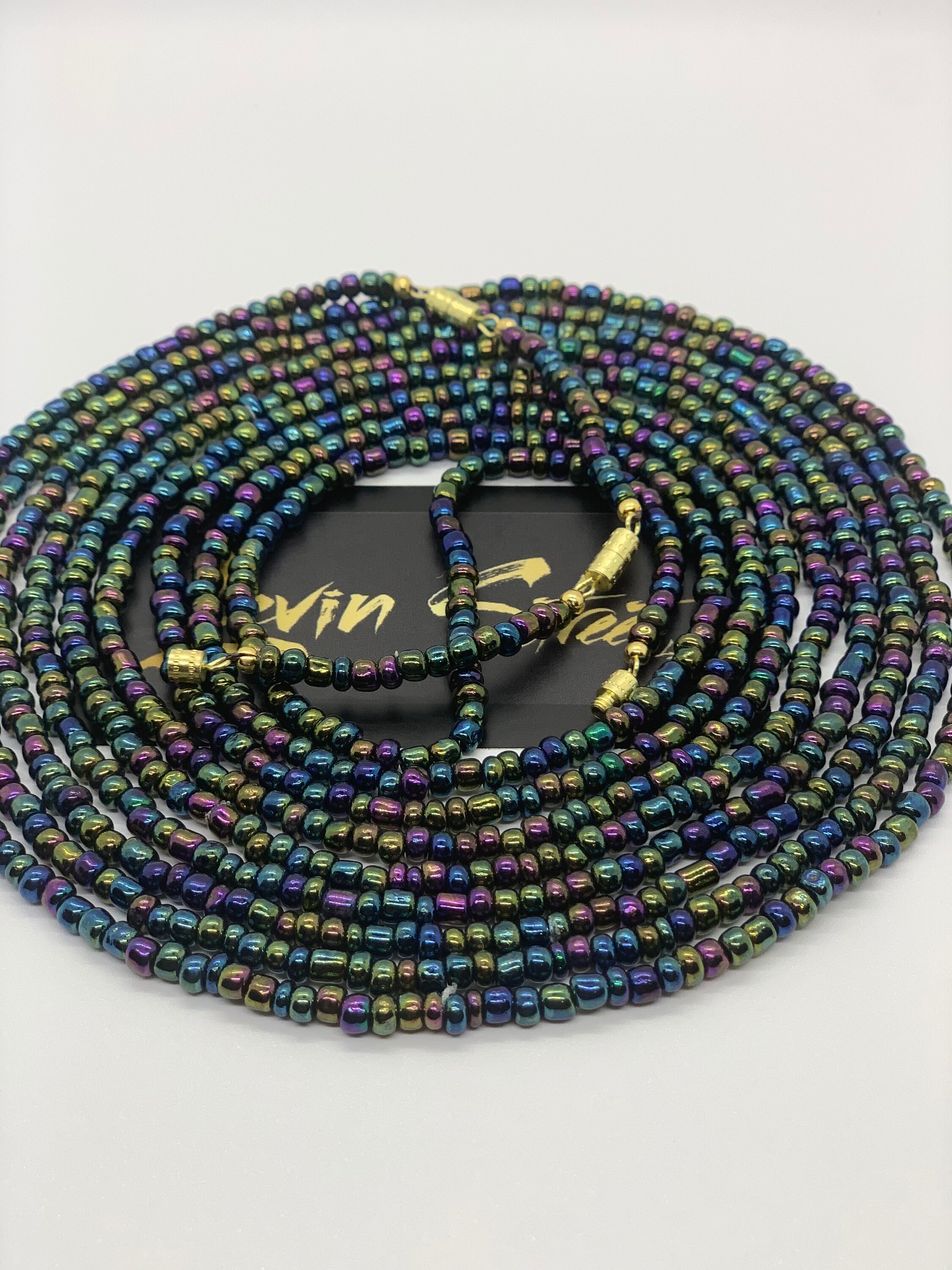 Black Rainbow Waist Beads - Weight Loss Tracker