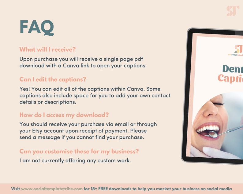 50 Social Media Captions for Dentists Dental Instagram Etsy Canada