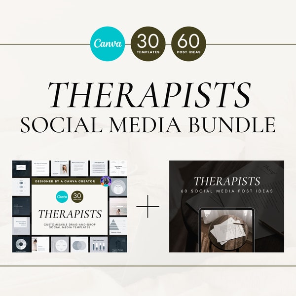 Social Media Bundle for Therapists | Therapist Canva Business Templates | Therapist Content Post Ideas | Psychologist Social Media Template