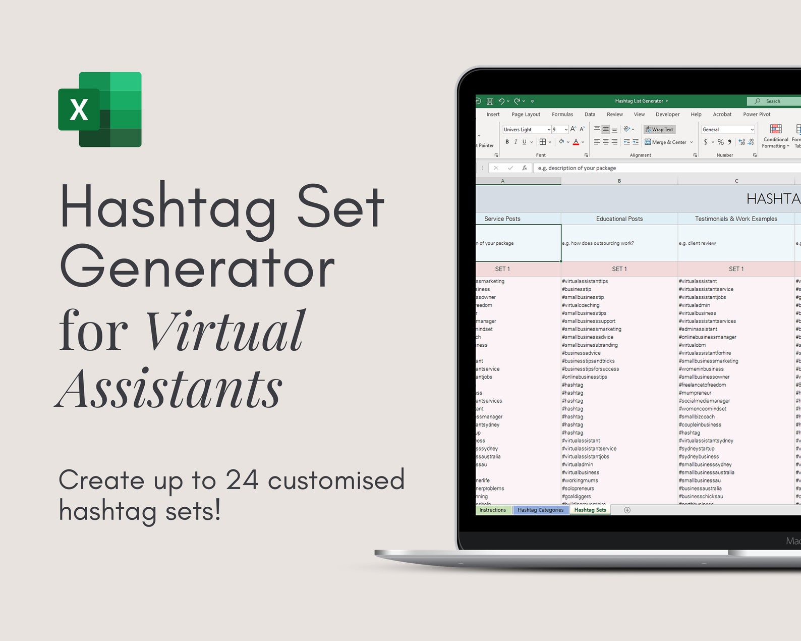 Hashtag Set Generator for Virtual Assistants Virtual Etsy