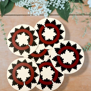 Navajo Basket Coaster | Diné Drink Coaster | Wedding Coaster | Native Coaster | Paper Coaster