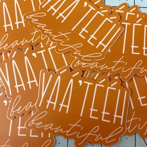 Beau sticker Yáá'tééh | Bonjour belle autocollant | autocollant de voeux navajo | Sticker orange