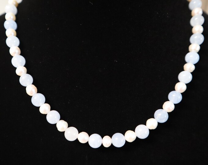 Aquamarine and Pearl Necklace