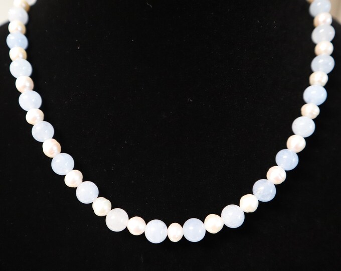 Aquamarine and Pearl Necklace