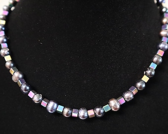 Dark Pearl and Rainbow Hematite Necklace