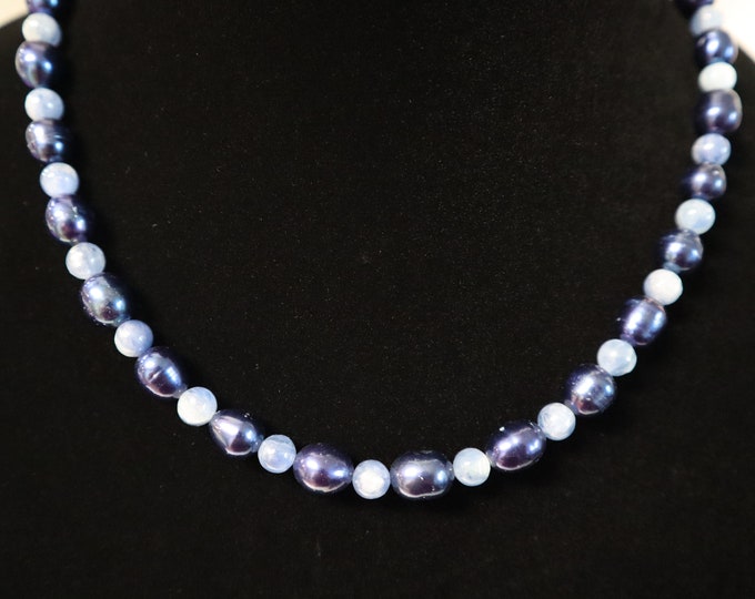 Kyanite and Blue Pearl Necklace