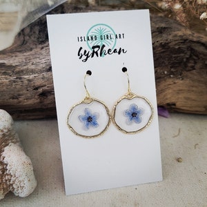 Pressed Flower Earrings, Preserved Natural Flower Jewelry