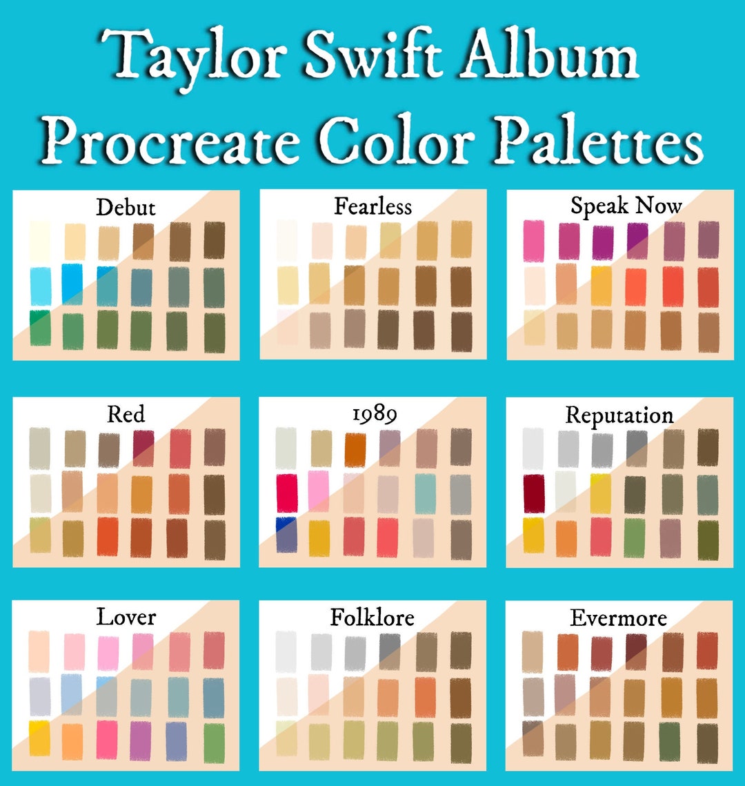 Taylor Swift Album Era Inspired Procreate Palettes Instant Download