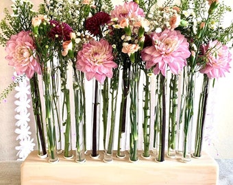 Handcrafted Wood Flower Tube Holder: Taper Candle Vase