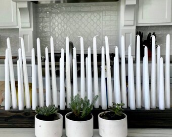Long Wood Taper Candle Holder: Rustic Wedding Centerpiece