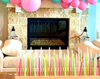 Large Wood Taper Candle Holder: Birthday Celebration Centerpiece