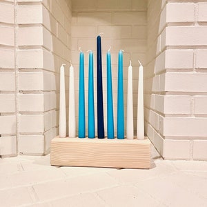 Hanukkah Menorah Handmade Wood / Hanukkah Candles / Hanukkah / Chanukah / 12&quot; Taper Candle Holder / 7/8&quot; Taper Candle Holder / FREE SHIPPING