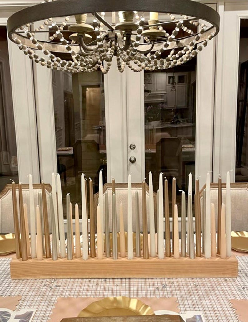 Handcrafted Wood Taper Candle Holder: Natural Wood Centerpiece afbeelding 7