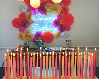 Large Wood Candle Holder, Floral Bud Vase Birthday Board