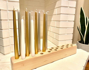Wooden Advent Calendar Candleholder: 25 Taper Candle Display