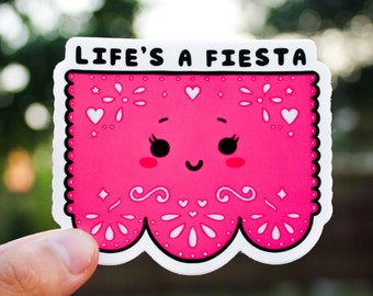 Cute Mexican Fiesta Papel Picado Vinyl Sticker (3"X2.56")