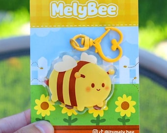 Cute Bumble Bee Spring Acrylic Keychain | Double sided keychain | Front side epoxy | 2 inches
