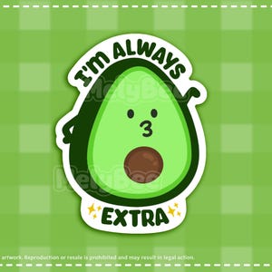 Cute Adorable Kawaii Funny Mexican Avocado Vinyl Sticker | Waterproof & Scratch Resistant | 3 X 3