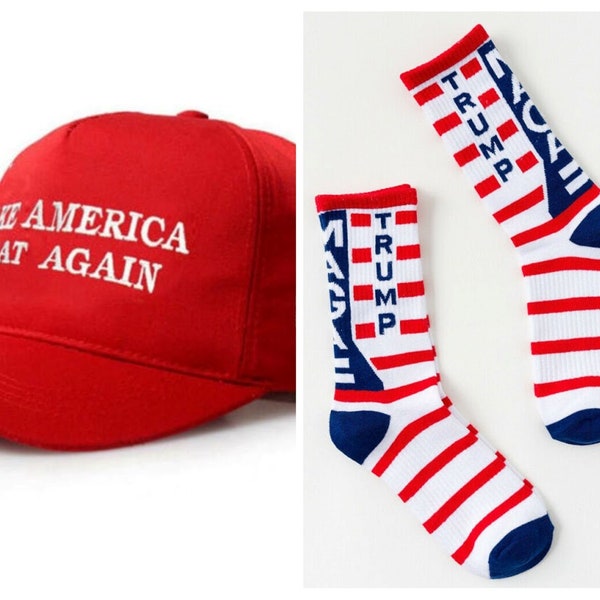 MAGA Combo Make America Great Again President Donald Trump Hat Cap  Embroidered + MAGA Trump Socks USA Fast shipping