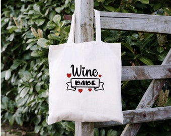 Farmers Market Shopping Wine Babe Tote Bag