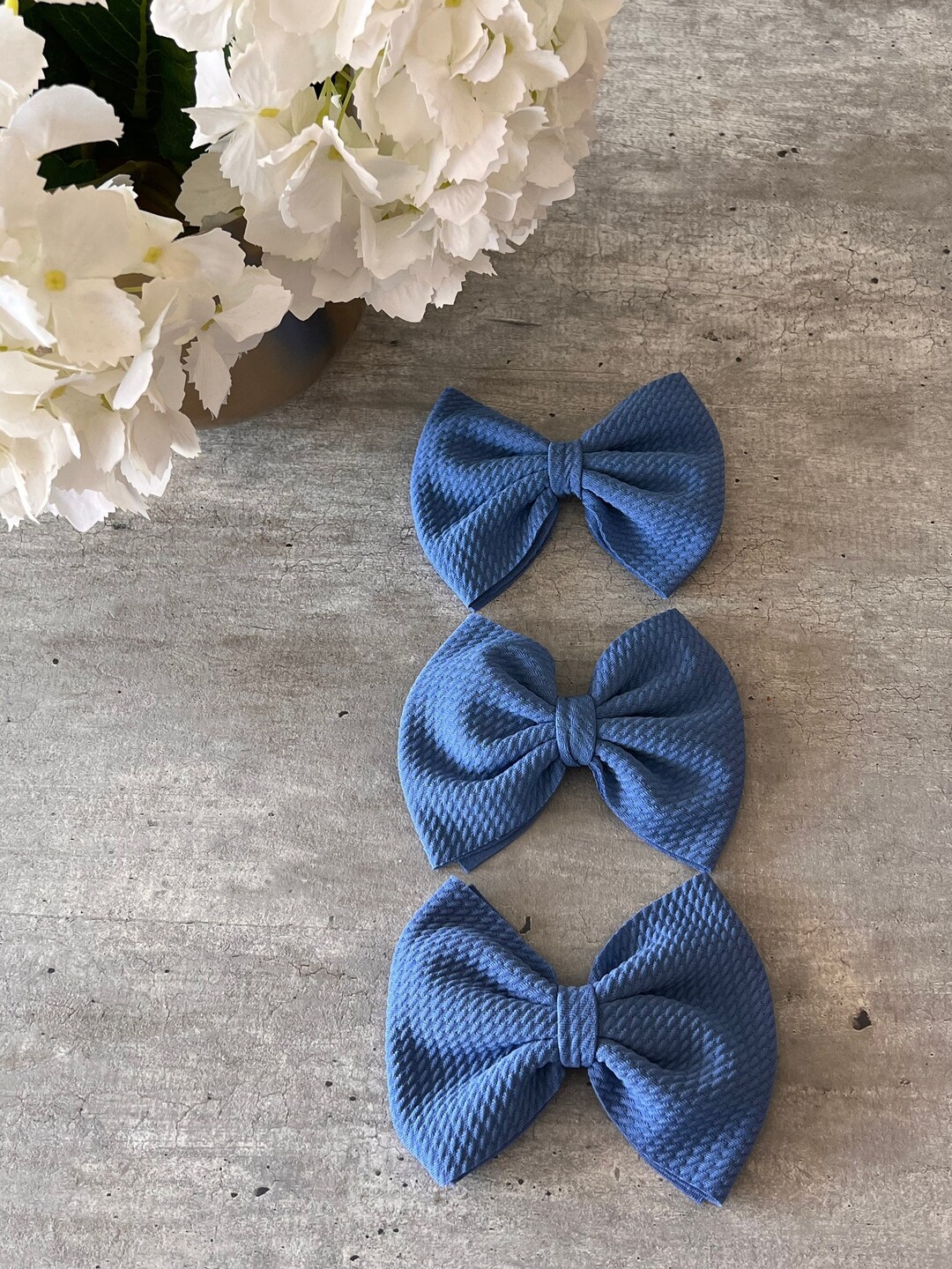 Solid Puff Bow for Kids - Big Puff Bows - Blue Puff Bows - 4 INCH Bows ...