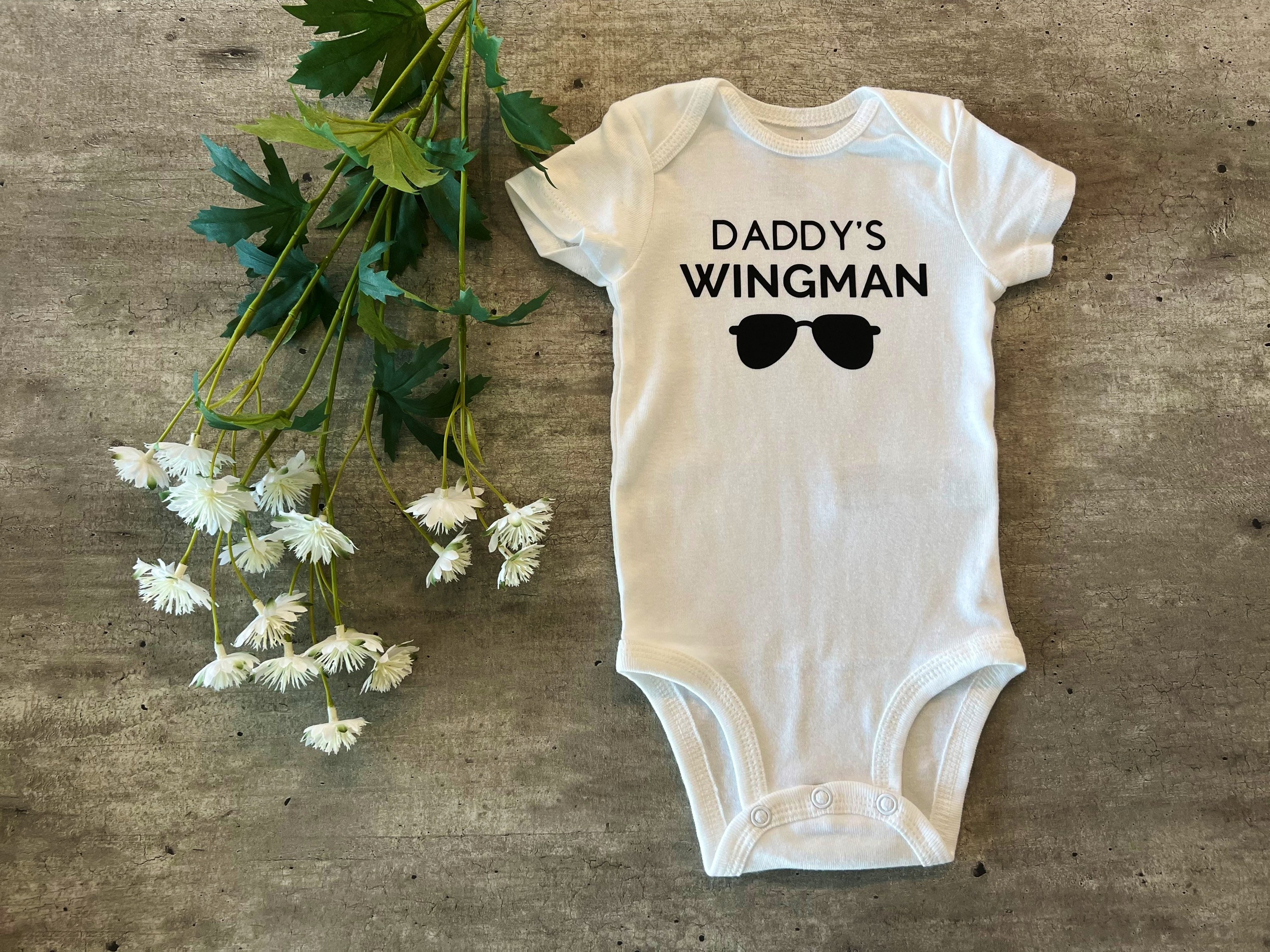 Daddy's Wingman - Baby Bodysuit - Baby Announcement - Funny Boy Onesie - Funny Bodysuit - Dad and Me Shirt - Baby Boy Onesies