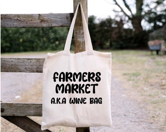 Farmers Market Shopping Wine Tote Bag