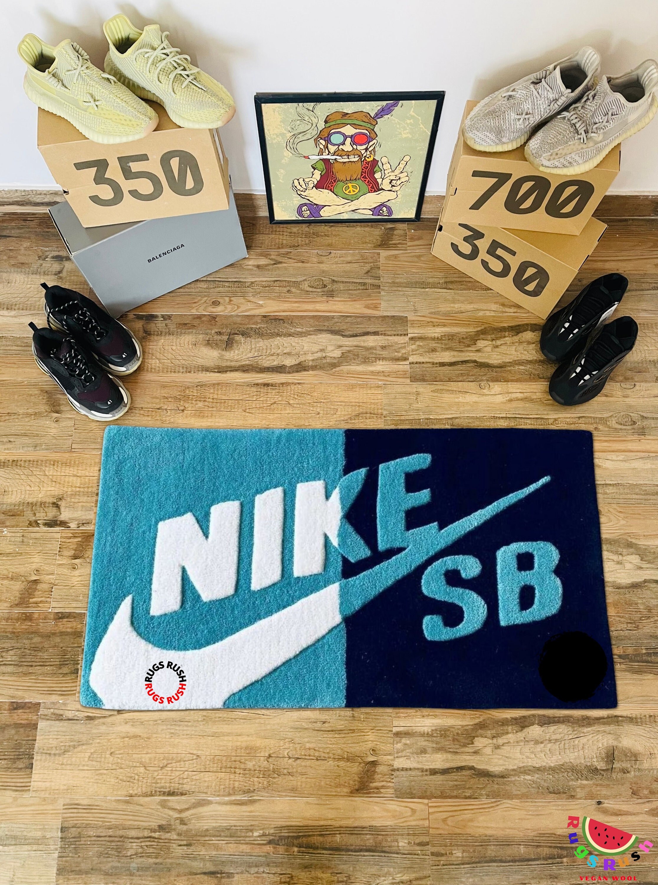 CUSTOM SNEAKER SHOE Rug , Hypebeast Rug , Natural Vegan Rug