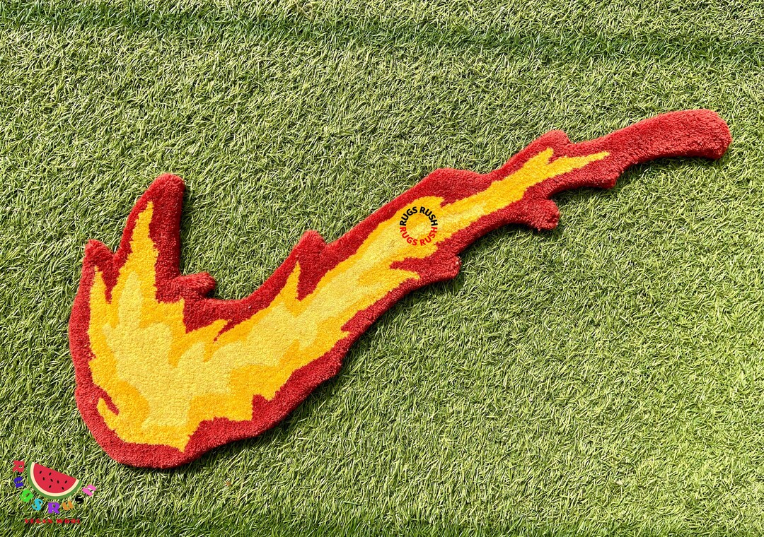 FIRE SWOOSH RUG , Kids Friendly Rug , Hypebeast Rug , Natural Vegan Rug ...
