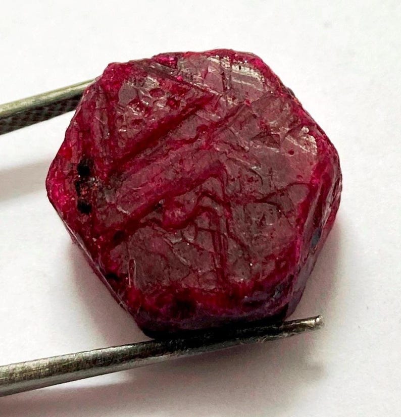 Ruby Hexagon Ruff Burma Ruby Rough Loose Gemstone - Natural Red Ruby (K55-5) - Etsy