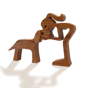Handmade Wooden Sculpture Woman and her Dog 3 image 6