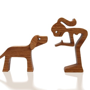 Handmade Wooden Sculpture Woman and her Dog 3 image 8