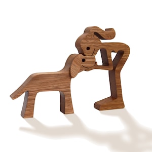 Handmade Wooden Sculpture Woman and her Dog 3 image 7